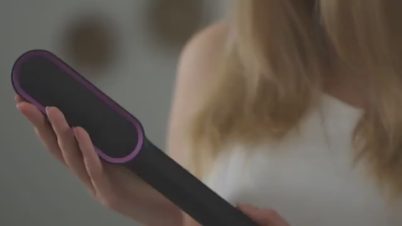 Hair Straightening Brush | Electric 2‑in‑1 Straightener & Curler | Heating Styling Comb